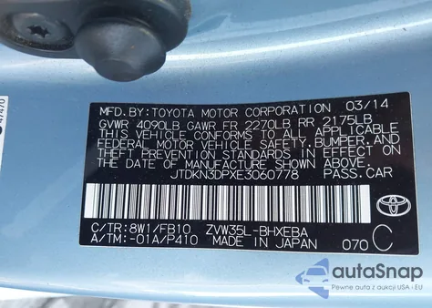 2014 Toyota Prius Plug-In from USA, damaged, VIN JTDKN3DPXE3060778